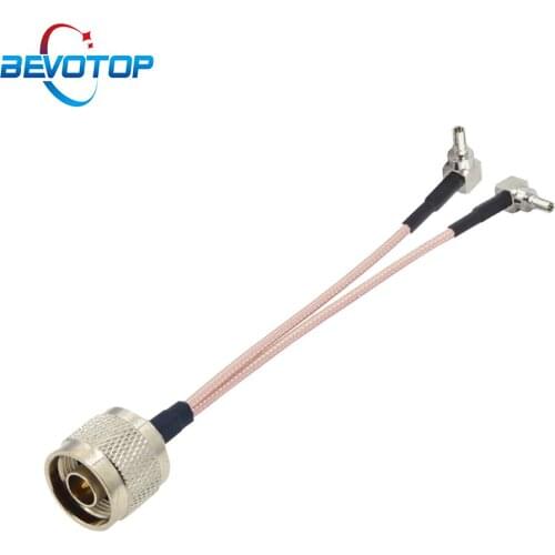 Y Type Splitter N Male to 2 x CRC9 Male Right Angle 4G LTE Antenna Adapter Splitter Combiner RG316 RF Coaxial Extension Cable