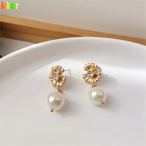 Kshmir Fashion flower earrings 2021 new fashion earrings simple temperament women pearl earrings jewelry gifts