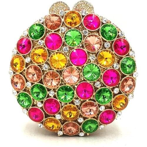 Bridal wedding party purse women evening party bag diamonds luxury round ball shape crystal clutch elegant ladies crystal purse