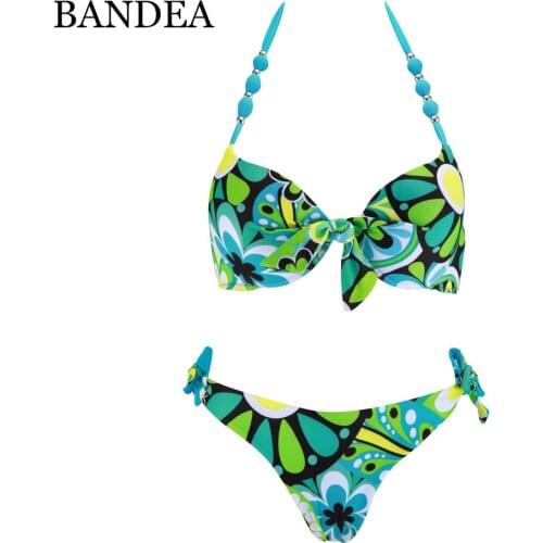 BANDEA bikini set new sexy swimsuit women push up bikini floral print swimwear halter top swimming suit swim wear