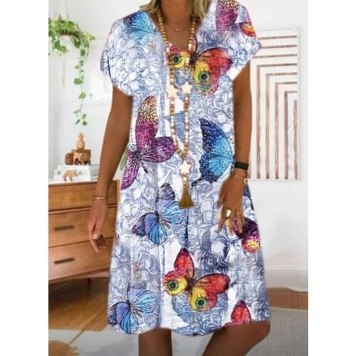 Summer 2021 womens dress European and American new print temperament casual large size dress