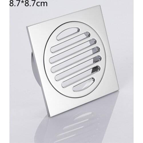 1pc Bathtub Shower Drainer Floor 8.7cm Brass Chrome Square Floor Shower Drain Waste Grate Floor Drain