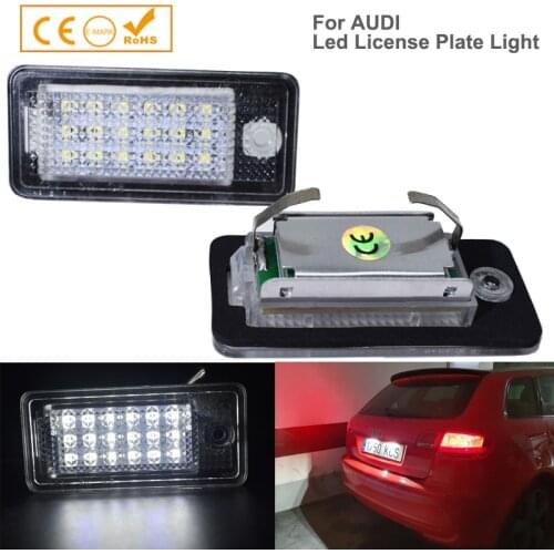 2Pcs Car LED License Plate Lights 12V SMD3528 Number Plate Lamp Bulb Kit For Audi A3 S3 A4 S4 B6 B7 A6 C6 S6 A8 S8 RS4 RS6 Q7