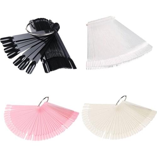 200x 4-Color Fan-shape False Nail Swatch Sticks Templates Sticks Detachable