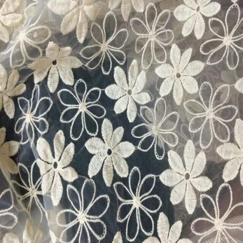 2016 Beige Cotton Embroidery Guipure For Nigerian Wedding,5Yards/Lot Fashion Organza African French Lace Fabric High Quality