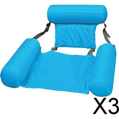 3xInflatable Floating Water Hammock Float Pool Lounge Bed Light Blue
