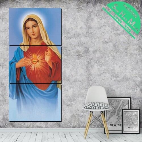 5 Pieces Blessed Virgin Mary Christian Tradition HD Printed Canvas Painting with Pictures Decoration for Living Room Poster