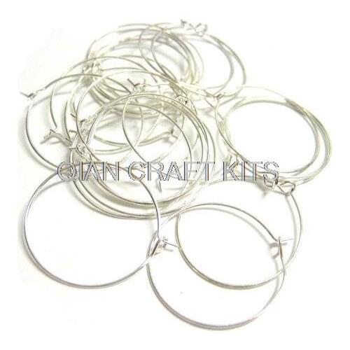 500pcs WHOLESALE Jewelry Supply - Silver Hoop Findings - Earring Hook Supplies - Bulk Wine Charm Finding 25mm