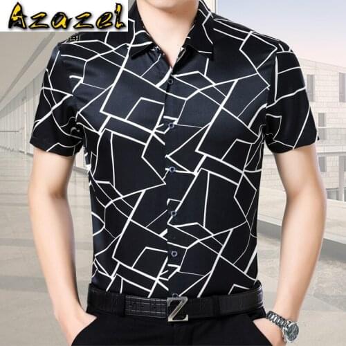 Azazel shirt men Real Silk Short for Men Summer Clothes Shirts Short Sleeve Casual 2020 Mens Clothing 8552 PWX03