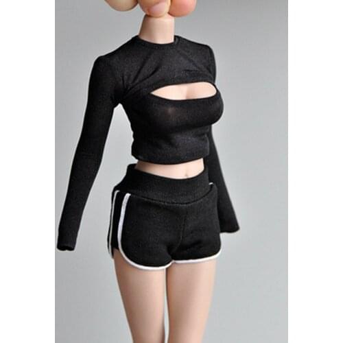 1/6 Scale Black Knitted Sports Shorts Yoga Pants Model for 12"Female Body Figure