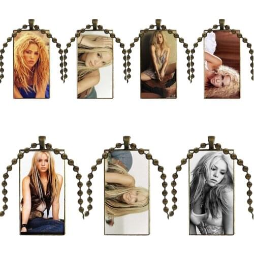 For Woman Vintage Statement Glass Cabochon Choker Pendant Rectangle Necklace Bronze Color Jewelry Attractive Shakira