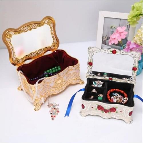 European metal jewelry box storage organizer make up organizer makeup organizer box for jewelry Z190