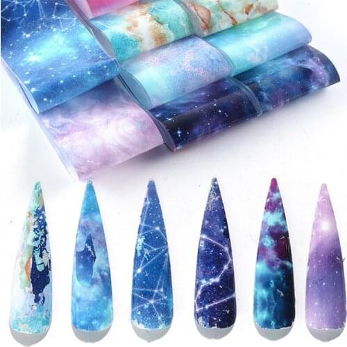 10Pcs/set Nail Foil Sticker for Women Girls Fashion Marble Starry Sky Nail Art Transfer Sticker Decals DIY Adhesive Nail Paper