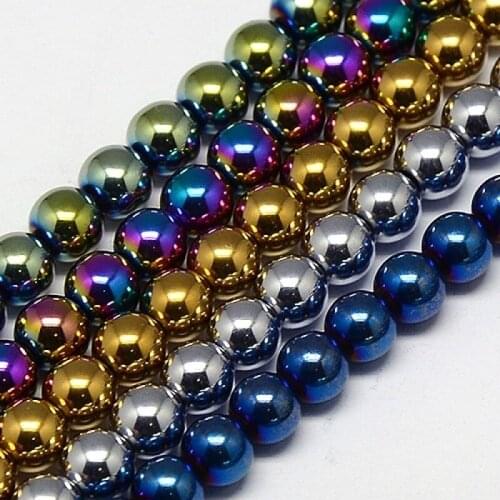 Electroplate Non-Magnetic Hematite Beads Strands 2mm 4mm 6mm 8mm, Round, Grade AAAA,Plated Bead,10 Strand/lot
