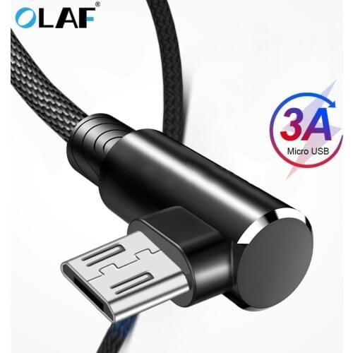 Olaf Micro USB Cable 2A Fast Charger USB Cord 90 degree elbow Nylon Braided Data Cable for Samsung Xiaomi LG Android Microusb
