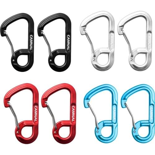 2Pcs Lightweight Aluminum Alloy 8 Type Carabiner Clip Keychain Quick Release Spring Hook Camping Tent Hiking Pole Accessories
