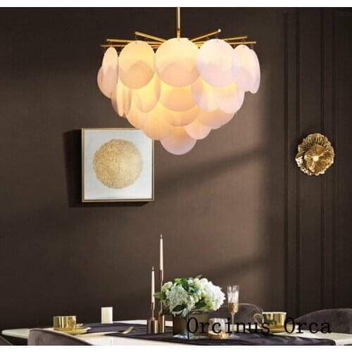 Postmodern creative personality leaf chandelier living room dining room bedroom Nordic luxury LED white Chandelier