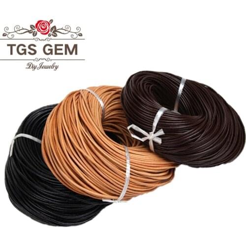 Natural Genuine Leather Cord Round Thong Cord String Rope 1/1.5/2/3/4/5/6/8mm DIY For Bracelet Jewelry Making Accessories