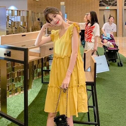 Summer Maternity Dresses Nursing Dresses High Waist Korean Face Breast Feeding Dress Clothes for Pregnant Women Pregnancy Dress