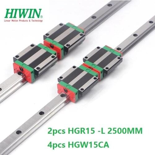 2pcs 100% Original Hiwin Linear Guide Rail HGR15 -L 2500mm And 4pcs HGW15CA ( HGW15CC ) Linear Carriage Block CNC Router Parts