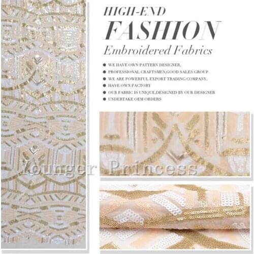 Best design high quality African French net tulle Lace Fabric YG-731 for party Hot selling sequins lace fabric