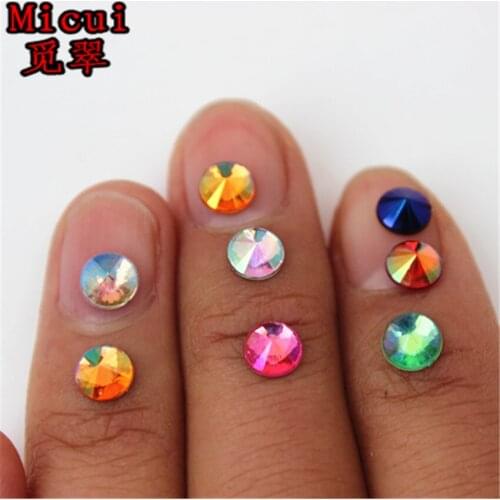 Micui 500pcs 5mm AB Colors Acrylic Rhinestone Flatback Scrapbook Nail Clear GemsDecorative Nail DIY ZZ298