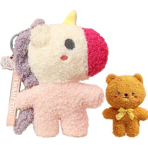 Cute Unciorn Plush Toy Phone Decor Accessories Stuffed Unicornio Brown Bear Bunny Goose Dog Plushie Pandent Shouder Bag Doll