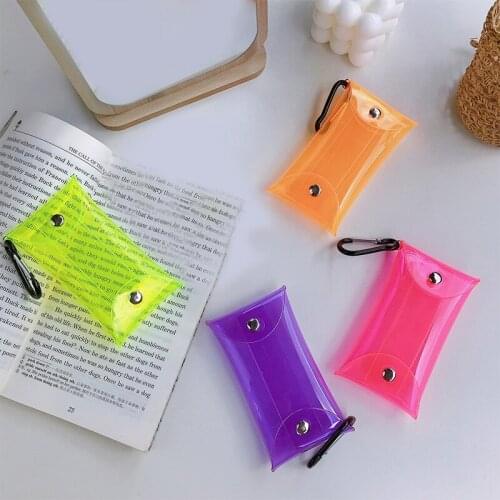Fashion Transparent Jelly Wallet Case Chain Ring Pouch Keychain Card Holder women Coin Purse Mini Storage Phone Bags