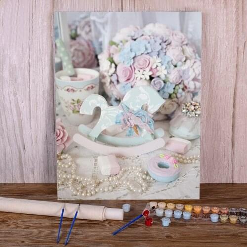 Flowers Pink Painting By Numbers Kit Acrylic Paints 50*70 Canvas Pictures Loft Wall Picture Children Handicraft Drawing