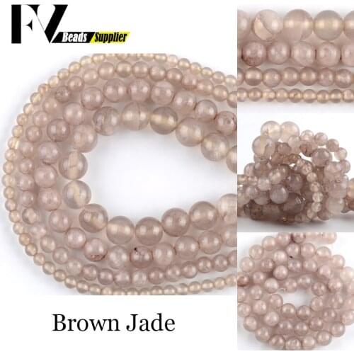 Natural Stones Minerals Brown Jades Round Loose Beads For Jewelry Making 4 6 8 10mm Gem Ball Beads Diy Bracelet Accessories 15