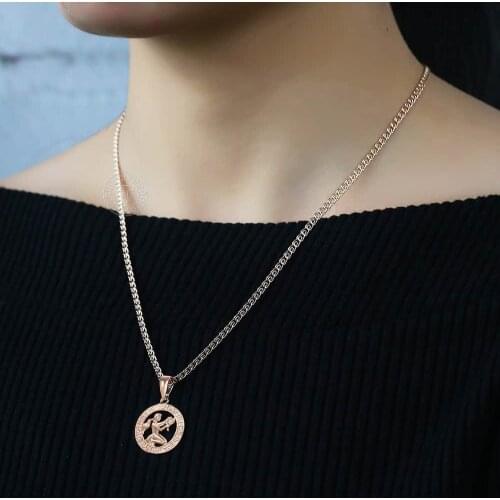 New Fashion Virgo Zodiac Sign Necklace 585 Rose Gold Pendant Necklace Women Men Jewelry Gifts GP183
