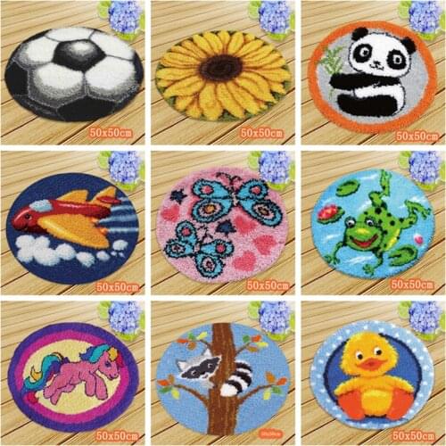 Cushion Animals Needlework Mat Latch Hook Embroidery Smyrna Knooppakket Button Cushion Kit Almofadas DIY Gift Cat Do It Yourself