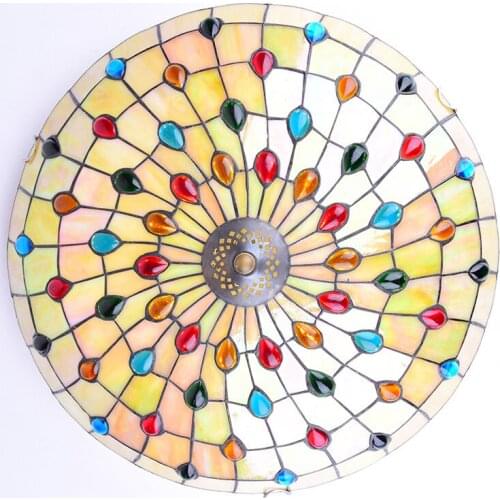 Tiffany Mediterranean style peacock natural shell ceiling lights lustres night light led lamp floor bar home lighting