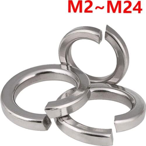 Spring Washer Elastic Gasket Split Lock Shim 304 Stainless Steel M2 M2.5 M3 M4 M5 M6 M8 M10 M12 M14 M16 M18 M20 M22 M24 GB93 A2