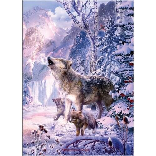 Counted Cross Stitch Kits Needlework Embroidery - 14 ct Aida DMC Color DIY Arts Handmade Home Decor -Howling Wolves