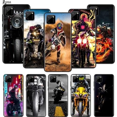 Cool Street motorcycle For OPPO Realme Narzo 20 C2/3/11/12/15/17 X2 X3 X7 XT X50 Q2i V3 V5 V15 Pro Black Silicone Phone Case