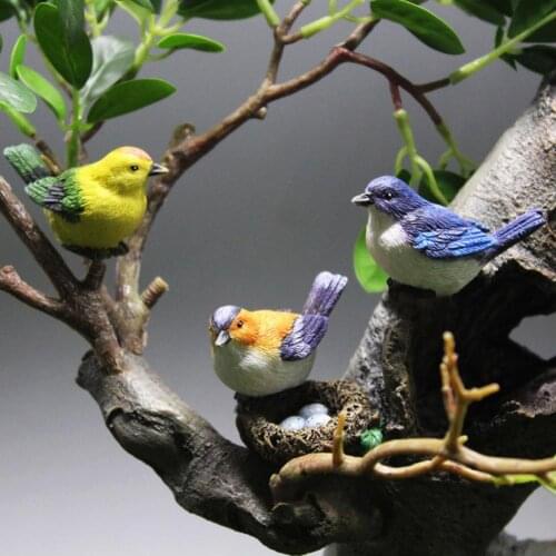 Tree Sculpture Bird Nest Design Desktop Decoration Resin Table Top Car Ornamental Statue for Garden Садовыя прыналежнасці