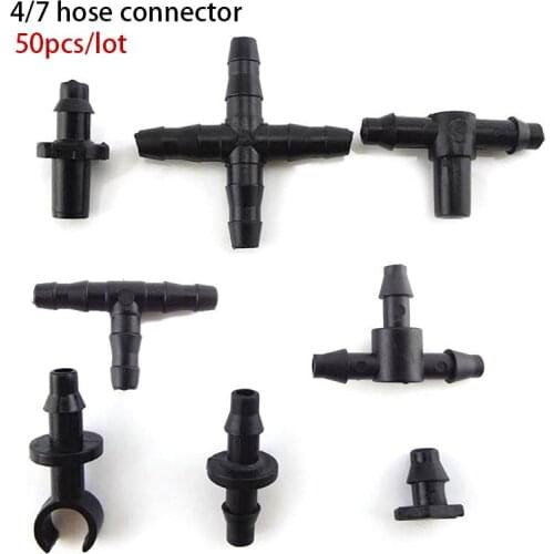 4/7mm Tube Tee plug Barb Connector gardening Gardening hose watering drip Irrigation T Adapter Splitter Garden Water accessories