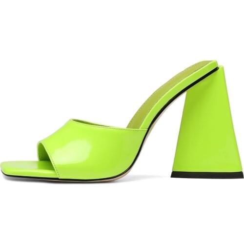 Summer Fashion Peep toe Woman Green Strange Style Heels Shoes Personality Catwalk Slippers Ladylike Temperament Women shoes