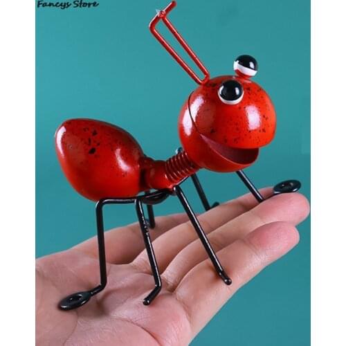 Wrought Iron Ant Ornaments Garden Wrought Iron Decoration Potted Computer Desktop Ornaments Kids Toys Play House Cute Gift New