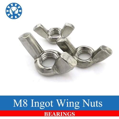 10Pcs DIN315 M8 304 Stainless Steel Hand Tighten Nut Butterfly Nut Ingot Wing Nuts HW120