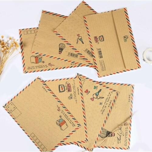 16 pcs/lot Creative Retro Airmail Large Envelopes Paper Kraft Stationery Postcard Letter Envelopes Gift School Office Supplies