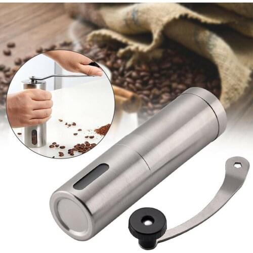 2 Size Stainless Steel Adjustable Coffee Bean Coffee Grinder Manual Ceramic Mill with Rubber Loop Ring Easy Clean Kitchen Tools