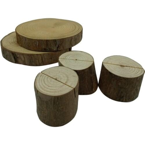 2pcs Wooden cylindrical clip business card holder Log card holder groove Wooden clip