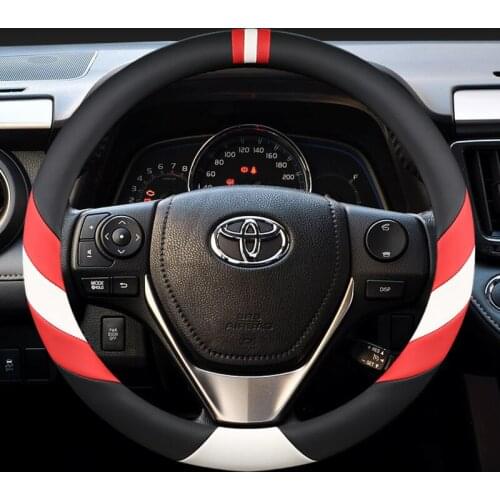 37-38CM Car Steering Wheel Cover Non-slip PU Leather for Toyota Corolla Camry Rav4 Auris Prius Yalis Avensis auto accessories