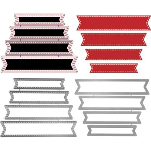 4pcs/set fishtail banner Metal Cutting Dies Scrapbooking Album Paper Card Stencil DIY Craft die cut 87*114mm