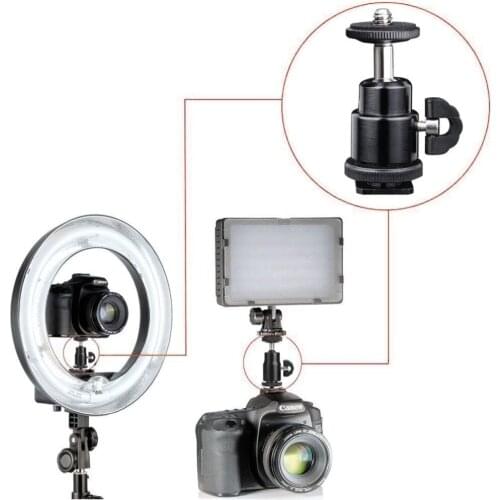 2pcs 1/4" Screw Hot Shoe Mount Adapter Swivel Mini Ball Head For Canon Nikon Camera Tripod LED Video Light Monitor Flash Bracket