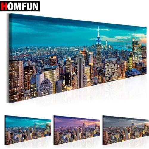 HOMFUN Diy Full Square Round Drill 5D Diamond Painting Cross Stitch Diamond Embroidery "sky high-rise scenery" Home Decor Gift