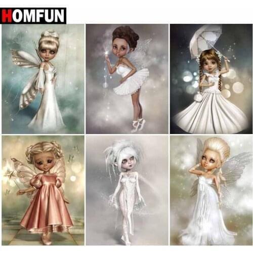 HOMFUN Diamond Painting Full Square/Round Diamond "Little girl character"Pattern Embroidery Cross Stitch 5D Rhinestone Painting
