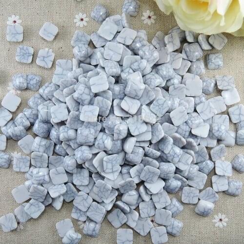 Free Shipping 12mm Imitation White Square Half resin flatback cabochon resins, DIY Jewelry Scrapbook Craft 200pcs